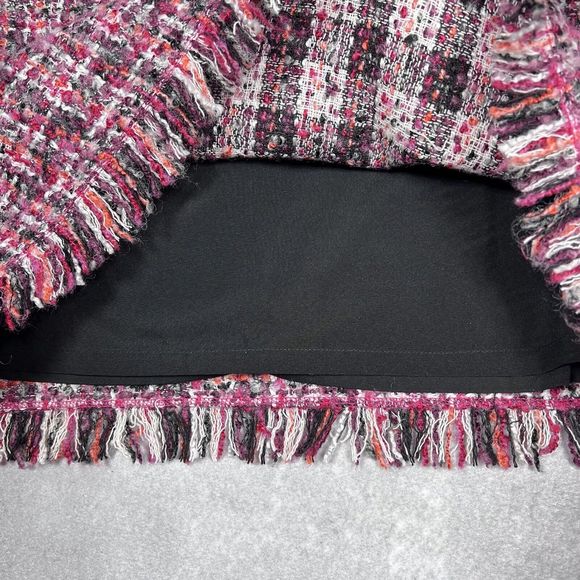 Talbots Skirt Size 6P Petites Pink Plaid Tweed Fray Fringe Hem Wool Blend Pencil - Picture 8 of 12
